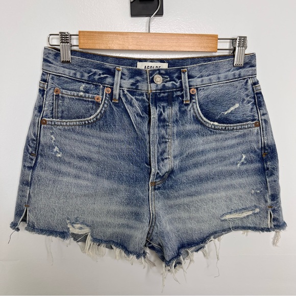 AGOLDE Jaden Distressed Denim Shorts - Picture 2 of 8